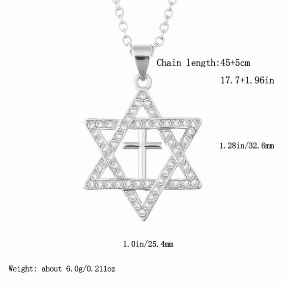 Cubic Zirconia Star Of David Necklace - Picture 6 of 7